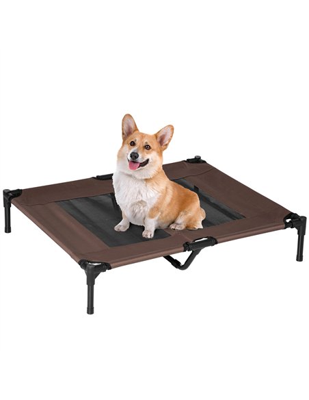 PawHut Large Raised Dog Bed Cat Elevated Lifted Cooling Portable Camping Basket Outdoor Indoor Mesh Pet Cot Metal Frame Brown - pic 143840 | FastDaddyshop