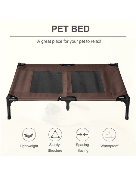 PawHut Large Raised Dog Bed Cat Elevated Lifted Cooling Portable Camping Basket Outdoor Indoor Mesh Pet Cot Metal Frame Brown - pic 143843 | FastDaddyshop