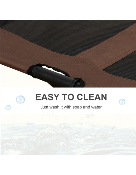 PawHut Large Raised Dog Bed Cat Elevated Lifted Cooling Portable Camping Basket Outdoor Indoor Mesh Pet Cot Metal Frame Brown - pic 143844 | FastDaddyshop