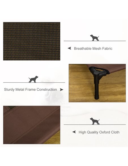 PawHut Large Raised Dog Bed Cat Elevated Lifted Cooling Portable Camping Basket Outdoor Indoor Mesh Pet Cot Metal Frame Brown - pic 143845 | FastDaddyshop