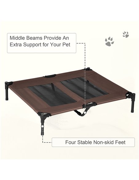 PawHut Large Raised Dog Bed Cat Elevated Lifted Cooling Portable Camping Basket Outdoor Indoor Mesh Pet Cot Metal Frame Brown - pic 143846 | FastDaddyshop