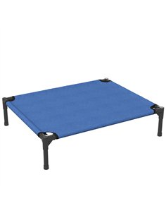 PawHut Raised Dog Bed Cat Elevated Lifted Portable Camping w/ Metal Frame Blue (Medium)