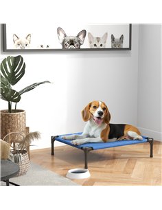 PawHut Raised Dog Bed Cat Elevated Lifted Portable Camping w/ Metal Frame Blue (Medium) 2