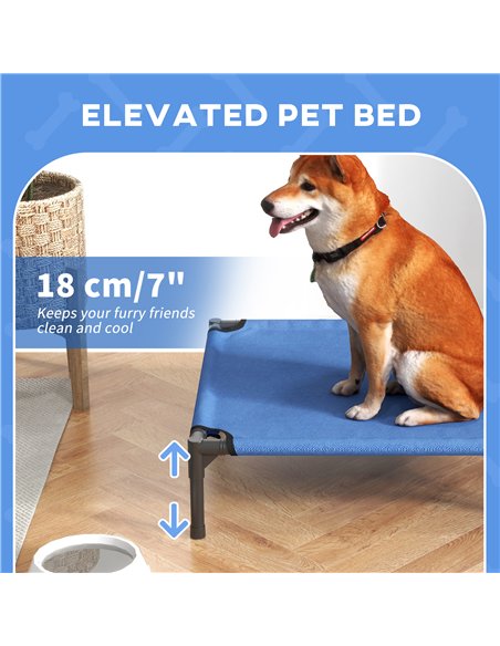 PawHut Raised Dog Bed Cat Elevated Lifted Portable Camping w/ Metal Frame Blue (Medium) - pic 143853 | FastDaddyshop