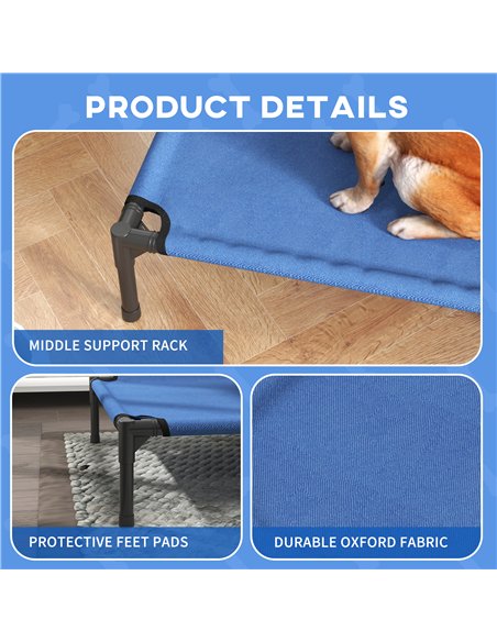 PawHut Raised Dog Bed Cat Elevated Lifted Portable Camping w/ Metal Frame Blue (Medium) - pic 143855 | FastDaddyshop