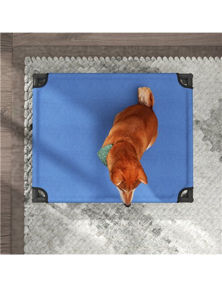 PawHut Raised Dog Bed Cat Elevated Lifted Portable Camping w/ Metal Frame Blue (Medium) - pic 143857 | FastDaddyshop