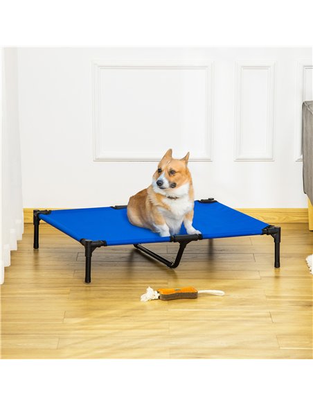 PawHut Raised Dog Bed Cat Elevated Lifted Portable Camping w/ Metal Frame Blue (Large) - pic 143859 | FastDaddyshop