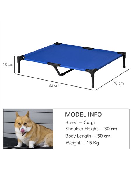 PawHut Raised Dog Bed Cat Elevated Lifted Portable Camping w/ Metal Frame Blue (Large) - pic 143860 | FastDaddyshop