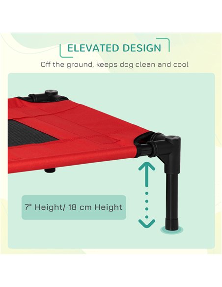 PawHut Raised Dog Bed Cat Elevated Lifted Portable Camping w/ Metal Frame Black and Red (Small) - pic 143871 | FastDaddyshop