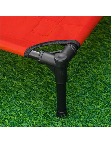 PawHut Raised Dog Bed Cat Elevated Lifted Portable Camping w/ Metal Frame Black and Red (Small)
