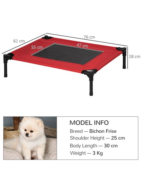 PawHut Raised Dog Bed Cat Elevated Lifted Portable Camping w/ Metal Frame Black and Red (Medium) - pic 143878 | FastDaddyshop