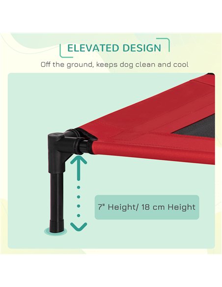 PawHut Raised Dog Bed Cat Elevated Lifted Portable Camping w/ Metal Frame Black and Red (Medium) - pic 143880 | FastDaddyshop