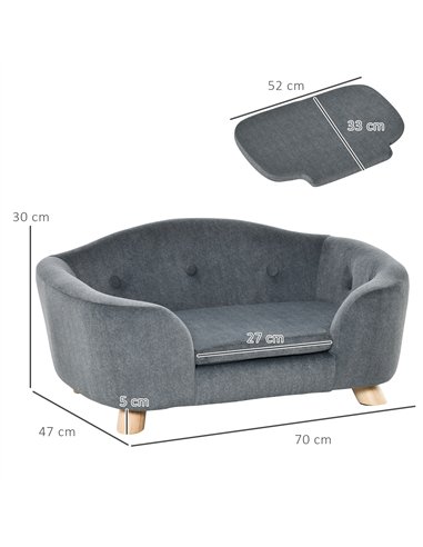 PawHut Dog Sofa Bed Pet Chair Couch with Water Resistant Fabric, Kitten Lounge with Soft Cushion Washable Cover, Wooden Frame fo