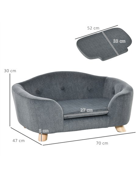PawHut Dog Sofa Bed Pet Chair Couch with Water Resistant Fabric, Kitten Lounge with Soft Cushion Washable Cover, Wooden Frame fo - pic 143896 | FastDaddyshop