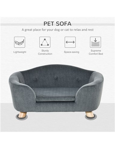 PawHut Dog Sofa Bed Pet Chair Couch with Water Resistant Fabric, Kitten Lounge with Soft Cushion Washable Cover, Wooden Frame fo