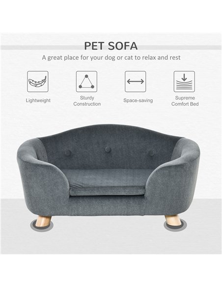 PawHut Dog Sofa Bed Pet Chair Couch with Water Resistant Fabric, Kitten Lounge with Soft Cushion Washable Cover, Wooden Frame fo - pic 143897 | FastDaddyshop