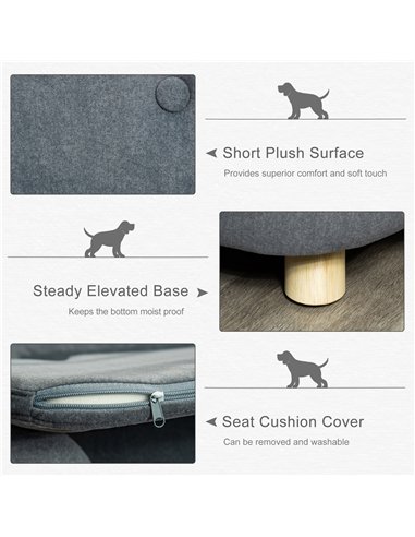 PawHut Dog Sofa Bed Pet Chair Couch with Water Resistant Fabric, Kitten Lounge with Soft Cushion Washable Cover, Wooden Frame fo