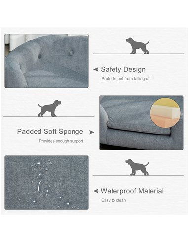 PawHut Dog Sofa Bed Pet Chair Couch with Water Resistant Fabric, Kitten Lounge with Soft Cushion Washable Cover, Wooden Frame fo