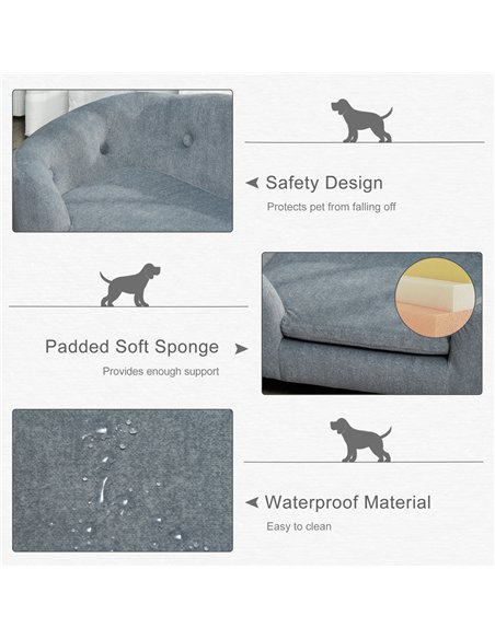 PawHut Dog Sofa Bed Pet Chair Couch with Water Resistant Fabric, Kitten Lounge with Soft Cushion Washable Cover, Wooden Frame fo - pic 143899 | FastDaddyshop