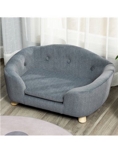 PawHut Dog Sofa Bed Pet Chair Couch with Water Resistant Fabric, Kitten Lounge with Soft Cushion Washable Cover, Wooden Frame fo