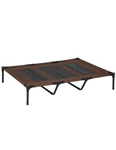 PawHut Raised Dog Bed Cooling Elevated Pet Cot with Breathable Mesh for Indoor Outdoor Use Brown, XX Large, 122 x 92 x 23cm