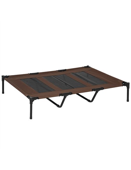 PawHut Raised Dog Bed Cooling Elevated Pet Cot with Breathable Mesh for Indoor Outdoor Use Brown, XX Large, 122 x 92 x 23cm - pic 143903 | FastDaddyshop