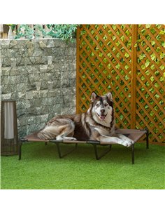 PawHut Raised Dog Bed Cooling Elevated Pet Cot with Breathable Mesh for Indoor Outdoor Use Brown, XX Large, 122 x 92 x 23cm 2