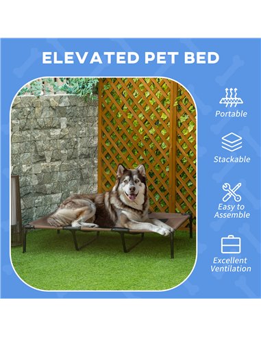 PawHut Raised Dog Bed Cooling Elevated Pet Cot with Breathable Mesh for Indoor Outdoor Use Brown, XX Large, 122 x 92 x 23cm