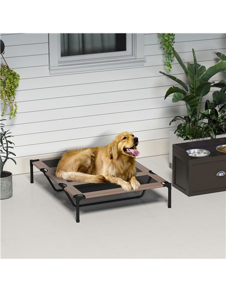 PawHut Raised Dog Bed Cooling Elevated Pet Cot with Breathable Mesh for Indoor Outdoor Use Brown, XX Large, 122 x 92 x 23cm - pic 143911 | FastDaddyshop