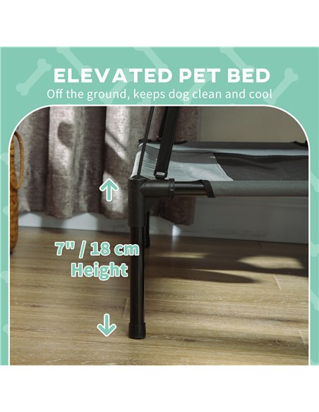 PawHut Raised Dog Bed Waterproof Elevated Pet Cot with Breathable Mesh UV Protection Canopy Grey, for Large Dogs, 92 x 76 x 90cm - pic 143927 | FastDaddyshop