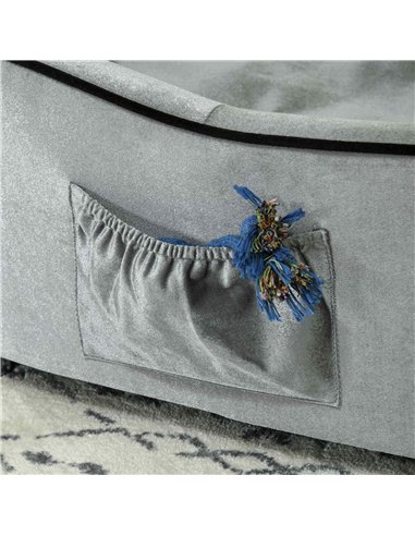 PawHut Dog Sofa Pet Chair, Kitten Bed Couch w/ Wooden Frame, Removable Cushion - Silver-Tone and Grey