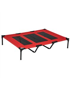 PawHut Raised Dog Bed Cooling Elevated Pet Cot with Breathable Mesh for Indoor Outdoor Use Red, XX Large, 122 x 92 x 23cm