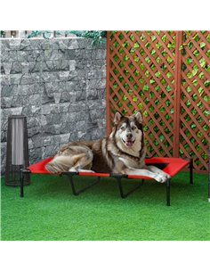 PawHut Raised Dog Bed Cooling Elevated Pet Cot with Breathable Mesh for Indoor Outdoor Use Red, XX Large, 122 x 92 x 23cm 2