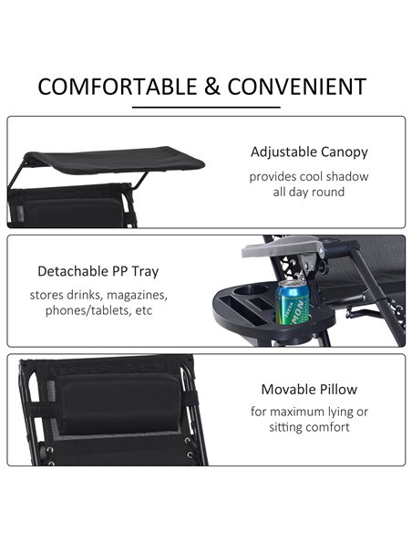 Outsunny Garden Rocking Chair Folding Recliner Outdoor Adjustable Sun Lounger Rocker Zero-Gravity Seat with Headrest Side Holder - pic 14395 | FastDaddyshop