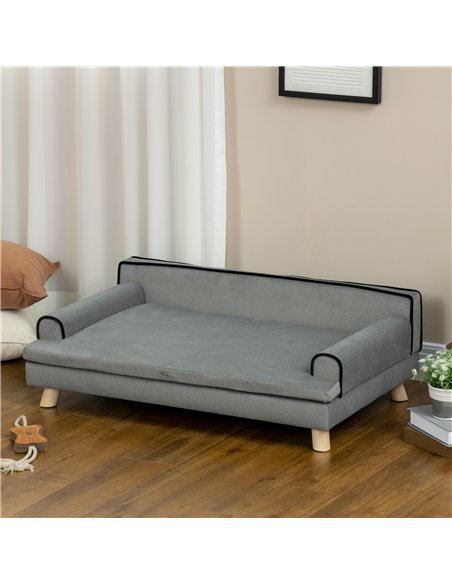 PawHut Dog Sofa, with Wooden Legs, Water-Resistant Fabric, for Medium & Large Dogs - Grey - pic 143982 | FastDaddyshop