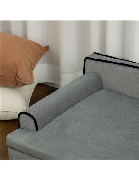 PawHut Dog Sofa, with Wooden Legs, Water-Resistant Fabric, for Medium & Large Dogs - Grey - pic 143983 | FastDaddyshop