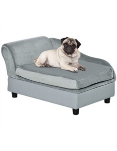 PawHut Pet Sofa Chair, with Storage, Cushion, for Small Dogs, Cats - Light Grey