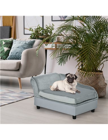 PawHut Pet Sofa Chair, with Storage, Cushion, for Small Dogs, Cats - Light Grey
