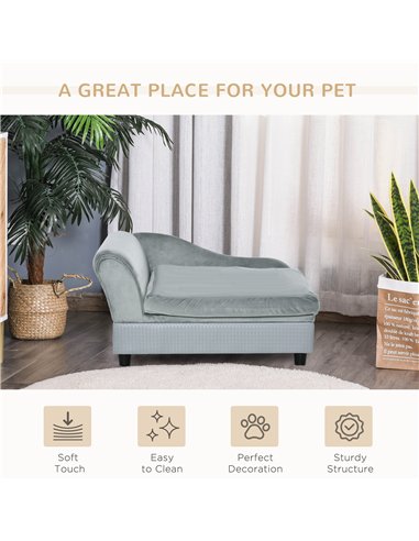 PawHut Pet Sofa Chair, with Storage, Cushion, for Small Dogs, Cats - Light Grey