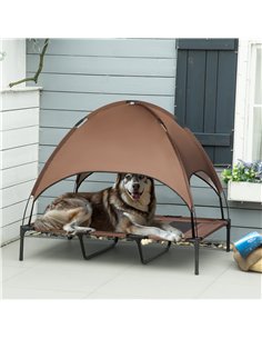 PawHut Raised Dog Bed Waterproof Elevated Pet Cot with Breathable Mesh UV Protection Canopy Coffee, for XL Dogs, 122 x 92 x 108c 2