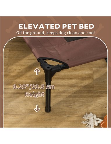 PawHut Raised Dog Bed Waterproof Elevated Pet Cot with Breathable Mesh UV Protection Canopy Coffee, for XL Dogs, 122 x 92 x 108c