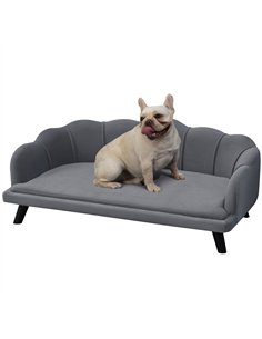 PawHut Dog Sofa, Pet Couch Bed for Medium, Large Dogs, with Legs, Cushion - Grey