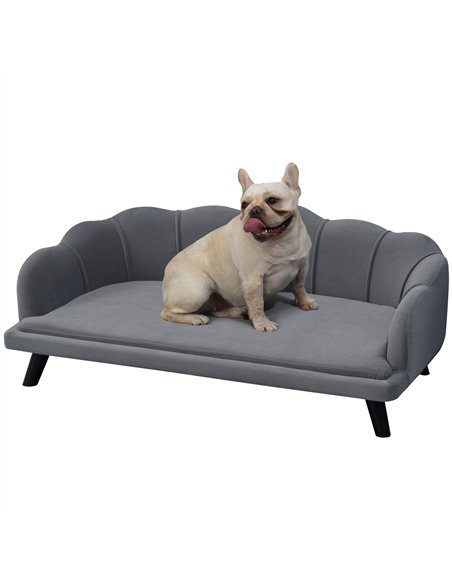 PawHut Dog Sofa, Pet Couch Bed for Medium, Large Dogs, with Legs, Cushion - Grey - pic 144029 | FastDaddyshop
