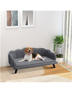 PawHut Dog Sofa, Pet Couch Bed for Medium, Large Dogs, with Legs, Cushion - Grey 2