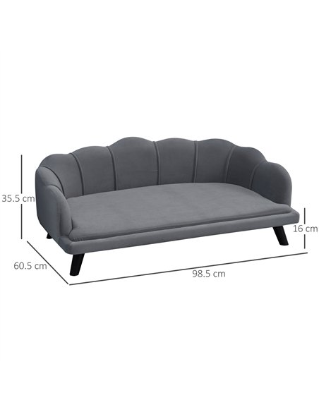 PawHut Dog Sofa, Pet Couch Bed for Medium, Large Dogs, with Legs, Cushion - Grey - pic 144031 | FastDaddyshop