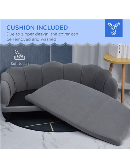 PawHut Dog Sofa, Pet Couch Bed for Medium, Large Dogs, with Legs, Cushion - Grey - pic 144034 | FastDaddyshop