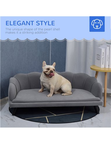 PawHut Dog Sofa, Pet Couch Bed for Medium, Large Dogs, with Legs, Cushion - Grey