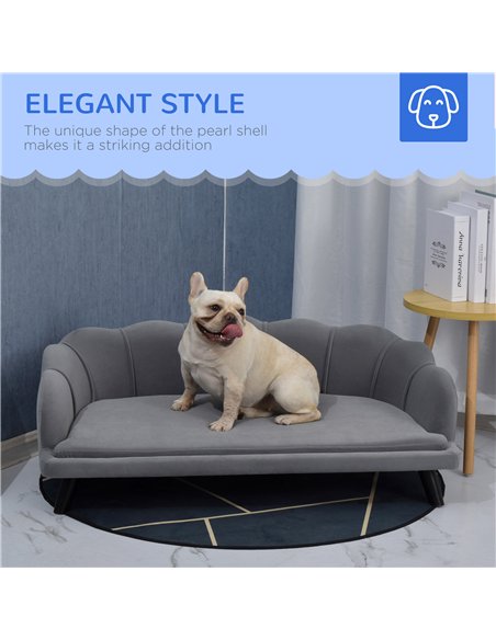 PawHut Dog Sofa, Pet Couch Bed for Medium, Large Dogs, with Legs, Cushion - Grey - pic 144035 | FastDaddyshop