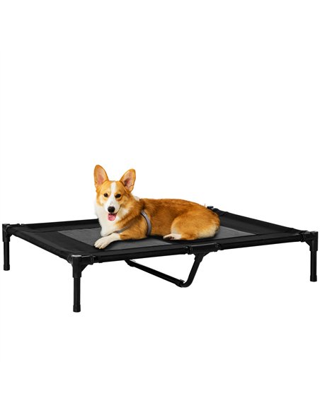 PawHut Large Raised Dog Bed Cat Elevated Lifted Cooling Portable Camping Basket Outdoor Indoor Mesh Pet Cot Metal Frame Black - pic 144038 | FastDaddyshop