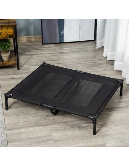 PawHut Large Raised Dog Bed Cat Elevated Lifted Cooling Portable Camping Basket Outdoor Indoor Mesh Pet Cot Metal Frame Black - pic 144039 | FastDaddyshop